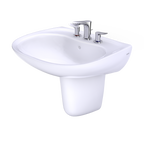 TOTO LHT242.8G#01 Prominence Oval Wall-Mount Bathroom Sink With Cefiontect And Shroud For 8 Inch Center Faucets - Cotton White