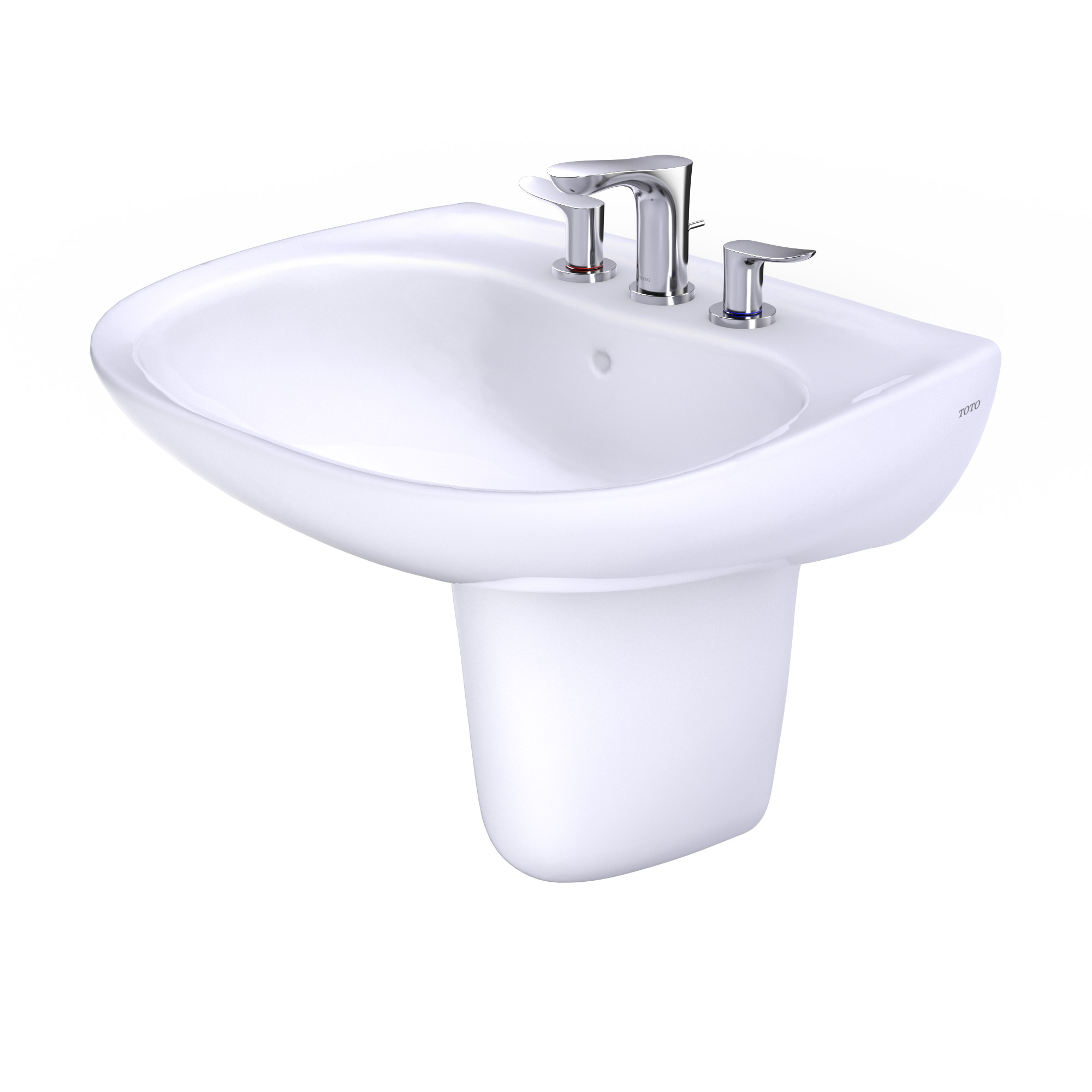 TOTO LHT242.8G#01 Prominence Oval Wall-Mount Bathroom Sink With Cefiontect And Shroud For 8 Inch Center Faucets - Cotton White