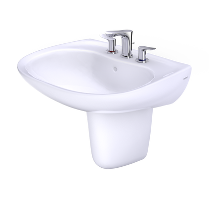 TOTO LHT242.8G#01 Prominence Oval Wall-Mount Bathroom Sink With Cefiontect And Shroud For 8 Inch Center Faucets - Cotton White