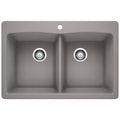 BLANCO 440219 Diamond Diamond SILGRANIT 33" 50/50 Double Bowl Dual Mount Kitchen Sink - Metallic Gray in Metallic Gray