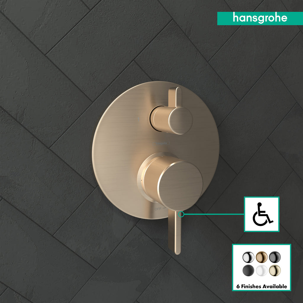 HANSGROHE 04447140 Ecostat Pressure Balance Trim S with Diverter - Brushed Bronze