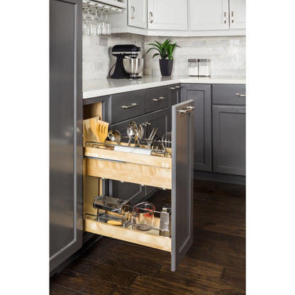 HARDWARE RESOURCES UBPO-5SC 5" "No Wiggle" Utensil Bin Soft-close Base Cabinet Pullout - UV Coated