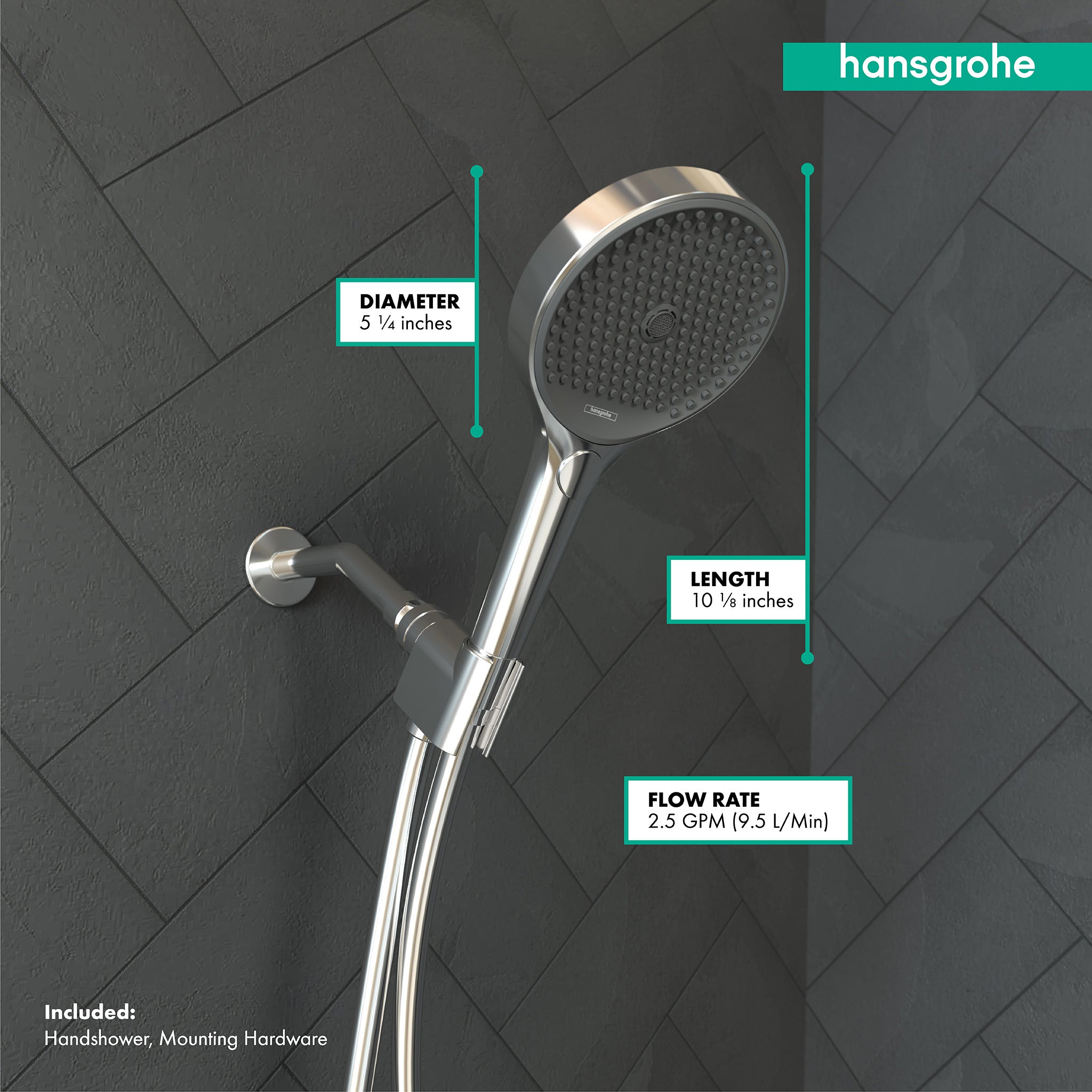 HANSGROHE 26914001 Rainfinity Handshower Set 130 3-Jet, 1.75 GPM - Chrome