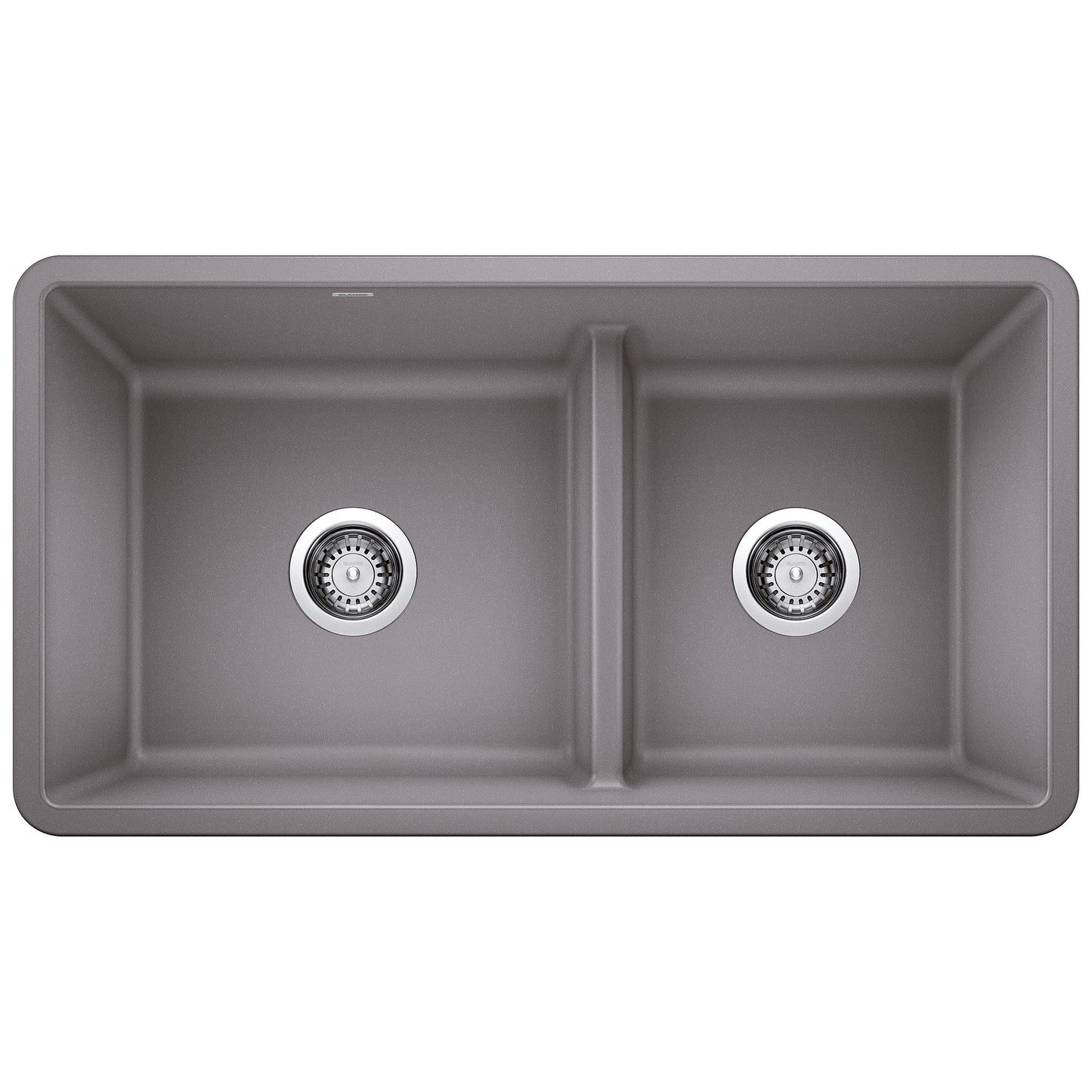 BLANCO 442527 Precis Precis SILGRANIT 33" 60/40 Reversible Double Bowl Undermount Kitchen Sink with Low Divide - Metallic  Gray in Metallic Gray