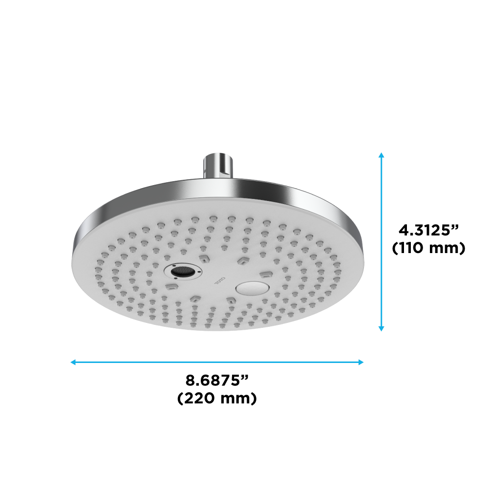 TOTO TBW01004U1#CP G Series 2.5 Gpm Two Spray Function 8.5 Inch Round Showerhead With Comfort Wave And Warm Spa - Polished Chrome