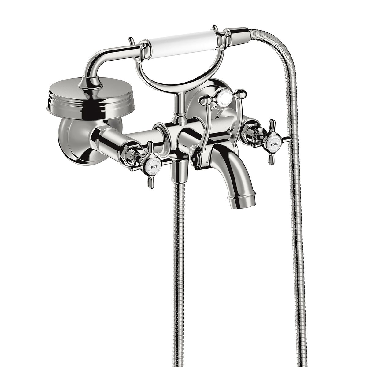 AXOR 16561001 Montreux 2-Handle Wall-Mounted Tub Filler with Cross Handles and 1.8 GPM Handshower - Chrome
