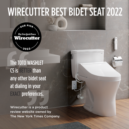 TOTO SW3084#01 Washlet C5 Electronic Bidet Toilet Seat With Premist And Ewater+ Wand Cleaning - Cotton White
