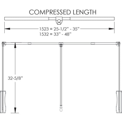 HARDWARE RESOURCES 1523 Chrome Expandable Wardrobe Lift for 25-1/2" - 35" Openings - Chrome