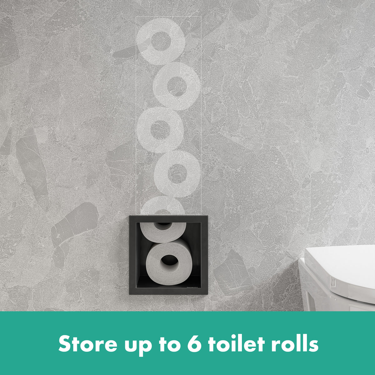 HANSGROHE 56058670 XtraStoris Original Recessed Toilet Paper Holder with Storage & Tileable Door - Matte Black