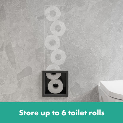 HANSGROHE 56058670 XtraStoris Original Recessed Toilet Paper Holder with Storage & Tileable Door - Matte Black