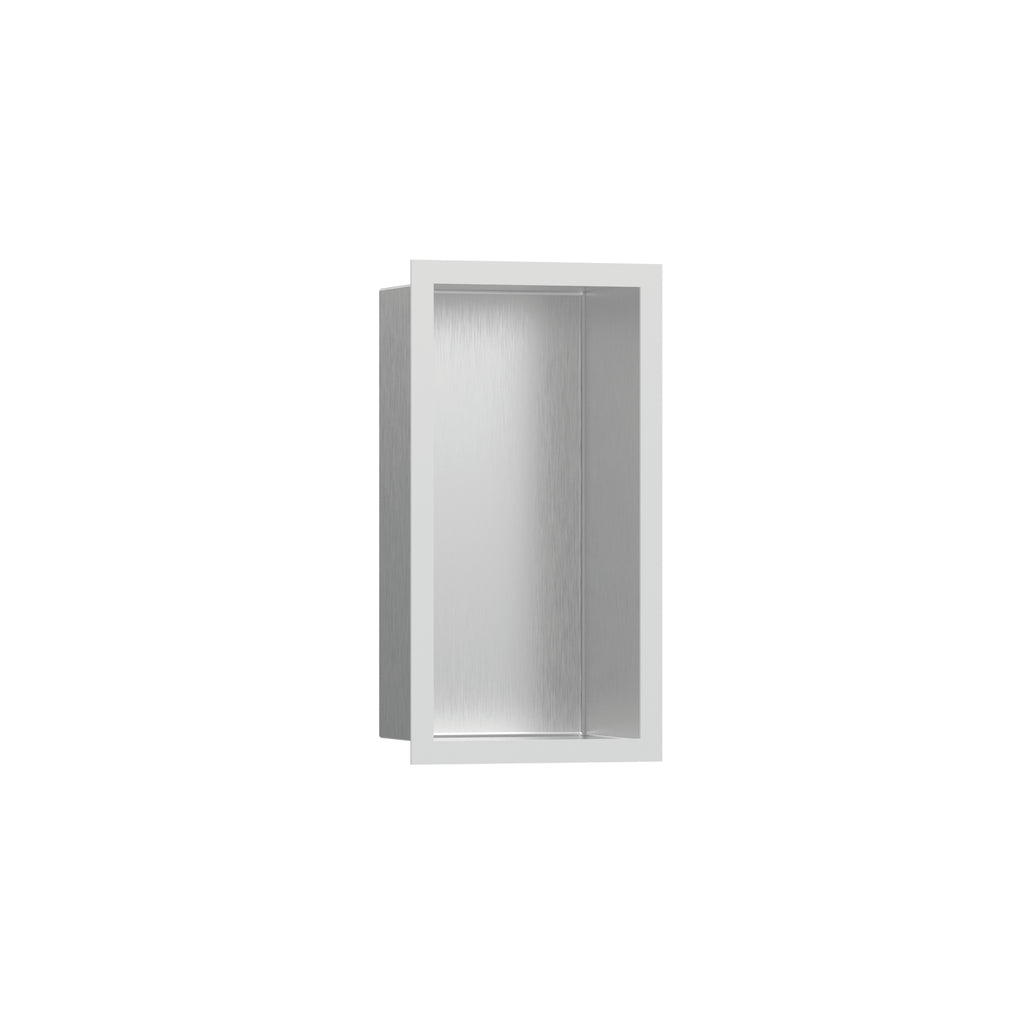 HANSGROHE 56094700 XtraStoris Individual Wall Niche Brushed Stainless Steel with Design Frame 12"x 6"x 4" - Matte White