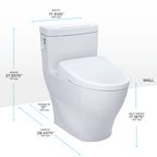 TOTO MW6264726CEFGA#01 Washlet+ Aimes One-Piece Elongated 1.28 Gpf Toilet With Auto Flush S7 Contemporary Bidet Seat - Cotton White