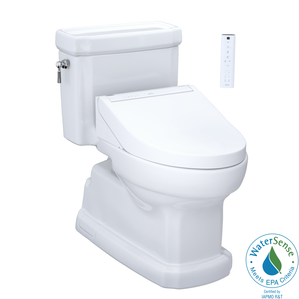 TOTO MW9743084CEFG#01 Washlet+ Eco Guinevere Elongated 1.28 Gpf Universal Height Toilet With C5 Bidet Seat - Cotton White