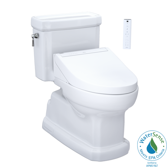 TOTO MW9743084CEFG#01 Washlet+ Eco Guinevere Elongated 1.28 Gpf Universal Height Toilet With C5 Bidet Seat - Cotton White