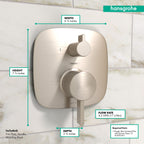 HANSGROHE 15864821 Ecostat Pressure Balance Trim Square with Diverter - Brushed Nickel