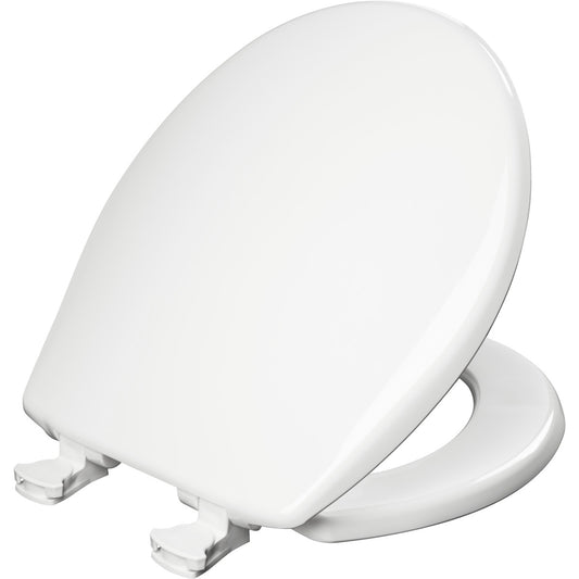 Bemis Round Plastic Toilet Seat in White with Easy•Clean hinge