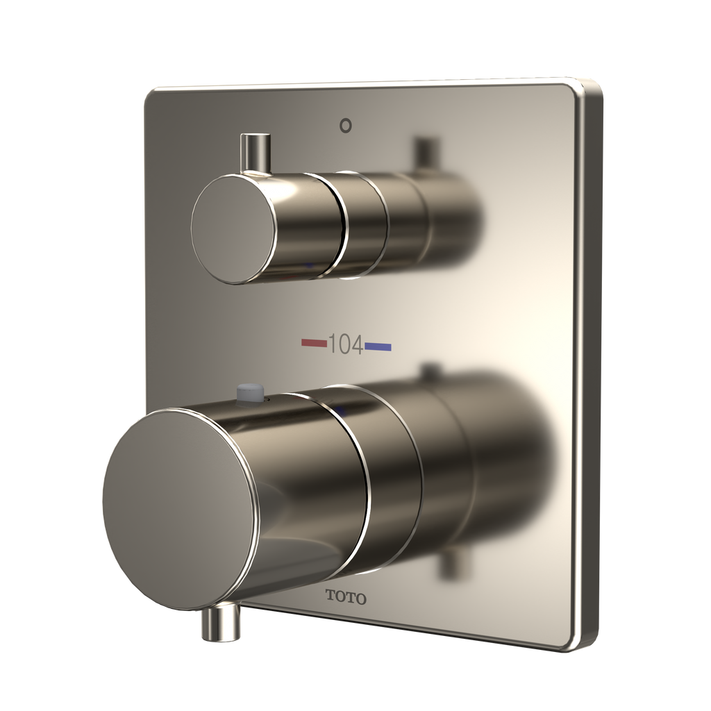 TOTO TBV02403U#PN Square Thermostatic Mixing Valve With Volume Control Shower Trim - Polished Nickel