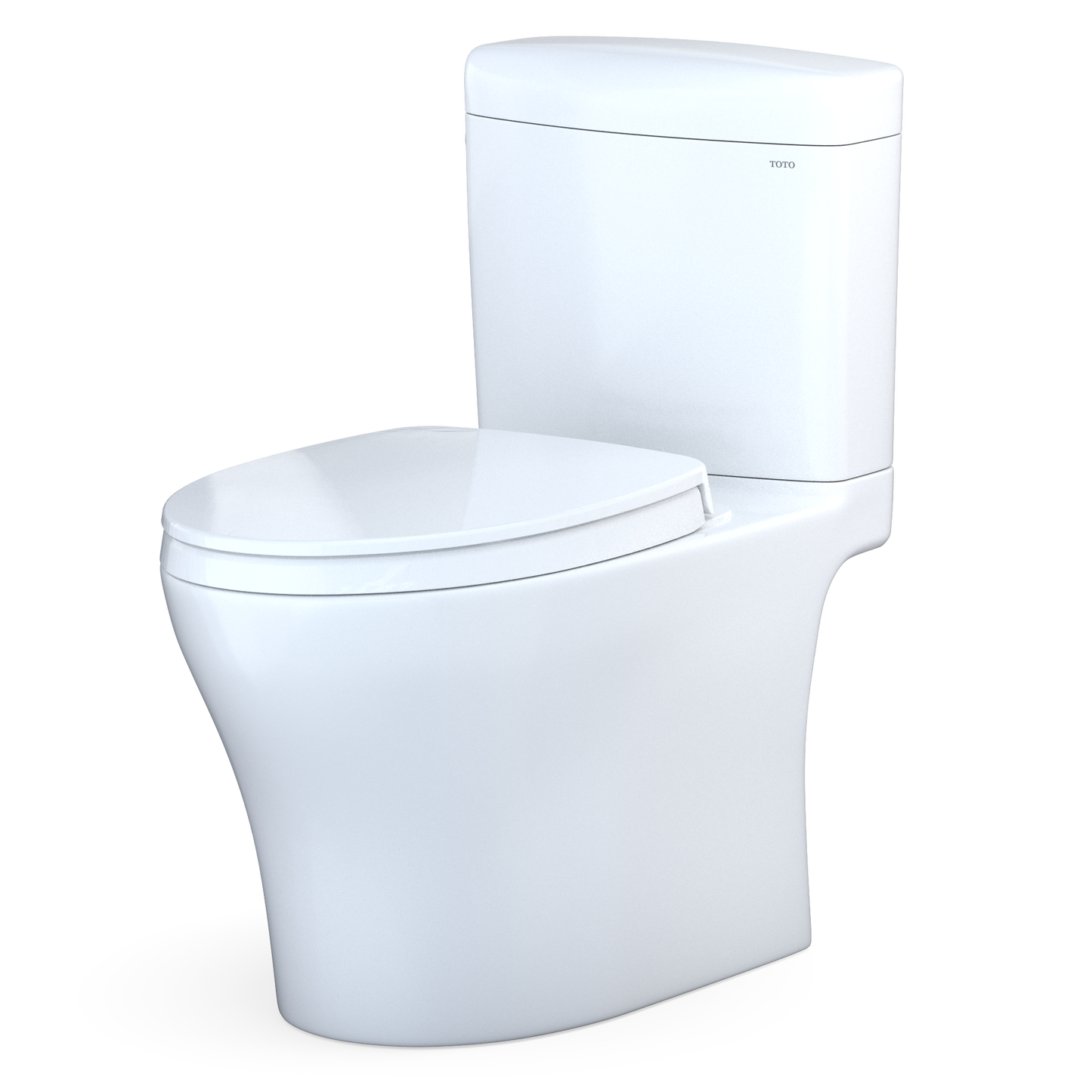 TOTO MS436124CEMFGN#01 Aquia IV Cube Two-Piece Elongated Dual Flush 1.28 and 0.9 GPF Universal Height Toilet with CEFIONTECT , Cotton White