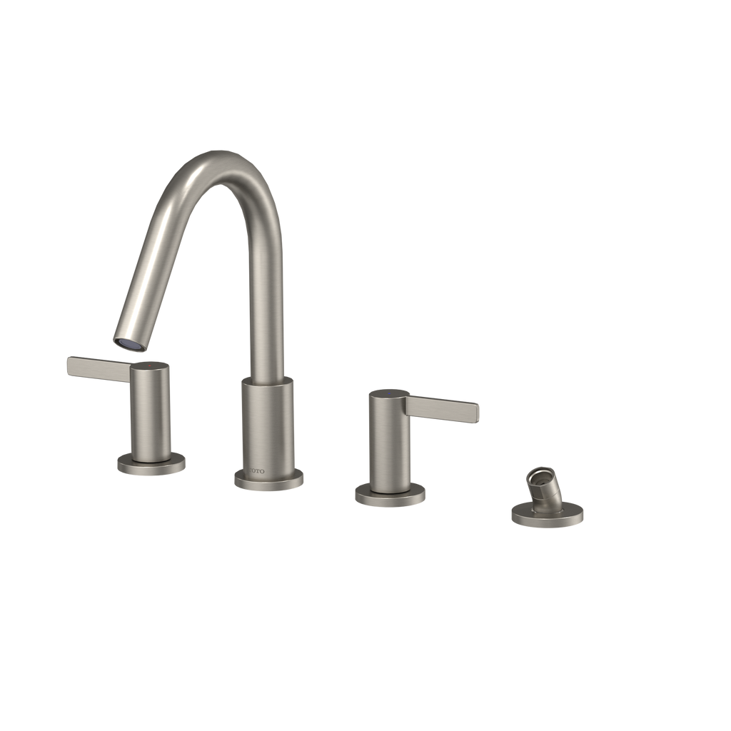 TOTO TBG11202UA#BN Gf Two Lever Handle Deck-Mount Roman Tub Filler Trim With Handshower - Brushed Nickel