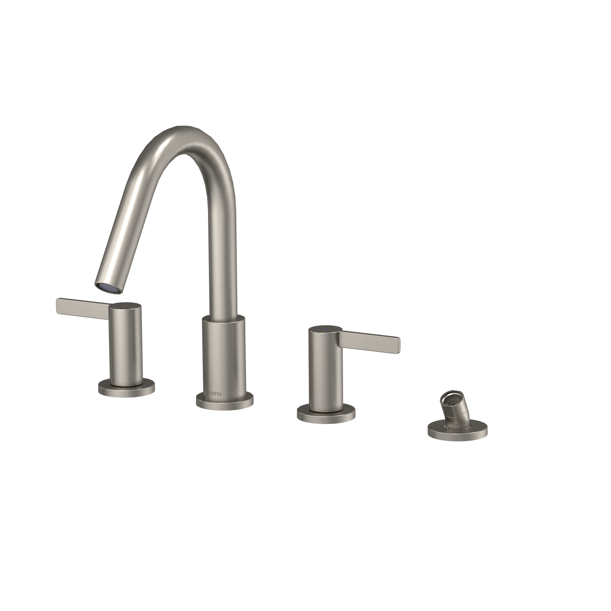 TOTO TBG11202UA#BN Gf Two Lever Handle Deck-Mount Roman Tub Filler Trim With Handshower - Brushed Nickel