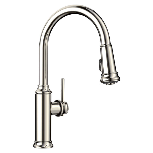 BLANCO 442502 Empressa Empressa High Arc Pull-Down Dual-Spray Kitchen Faucet - Polished Nickel in Polished Nickel