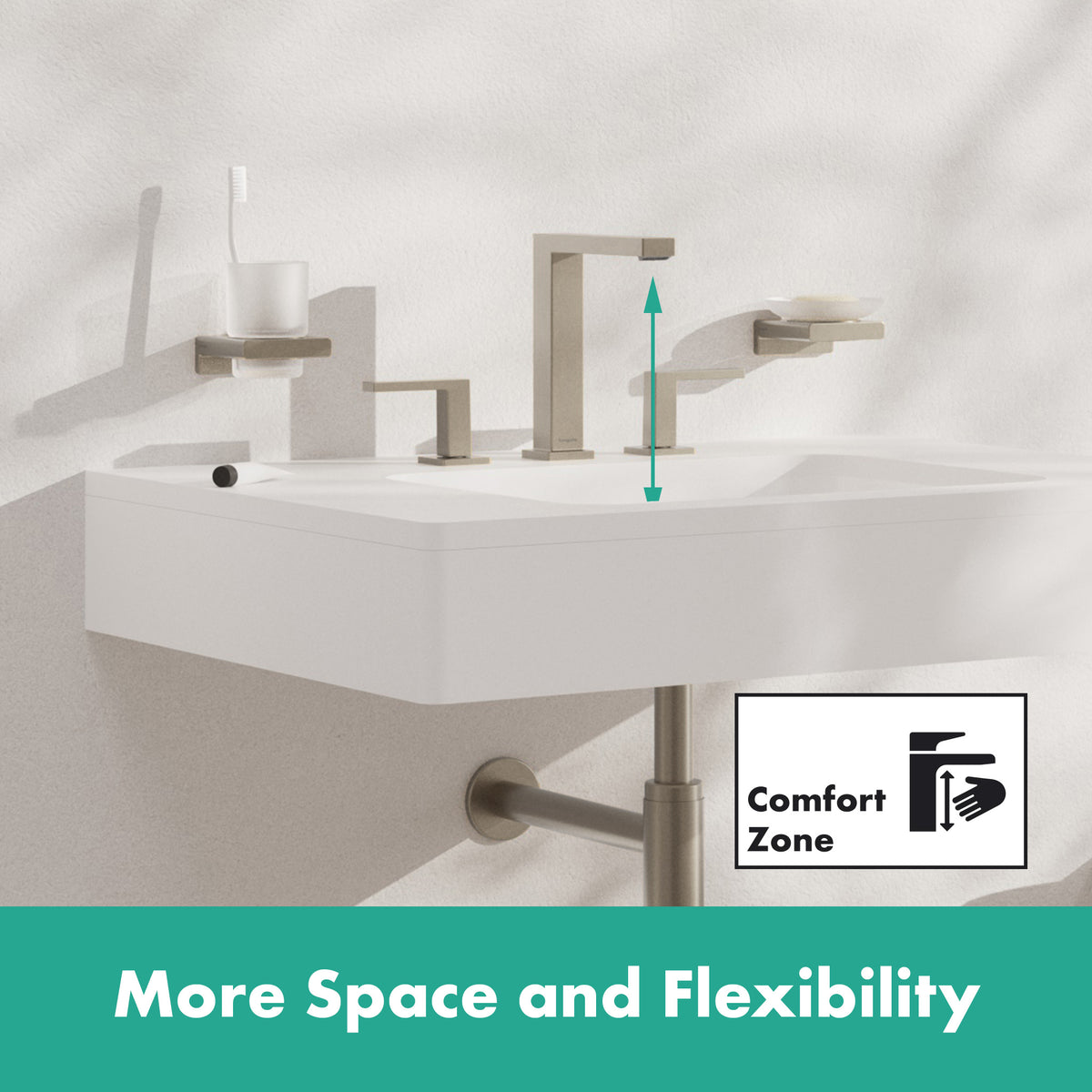 HANSGROHE 73031821 Tecturis E Widespread Faucet 150, 1.2 GPM - Brushed Nickel