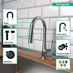 HANSGROHE 72815001 Talis S Prep Kitchen Faucet, 2-Spray Pull-Down, 1.75 GPM - Chrome