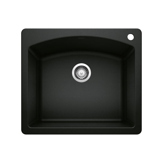 BLANCO 442905 Diamond Diamond SILGRANIT 25" Single Bowl Dual Mount Kitchen Sink - Coal Black in Coal Black