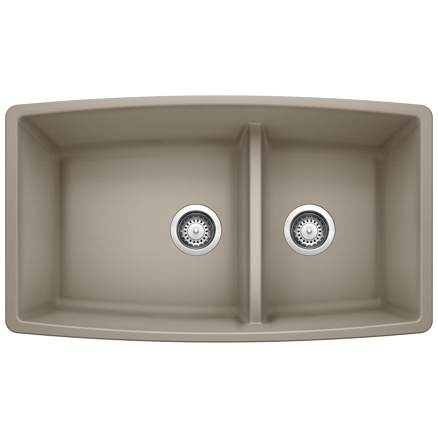 BLANCO 441315 Performa Performa SILGRANIT 33" 60/40 Double Bowl Undermount Kitchen Sink with Low Divide - Truffle in Truffle