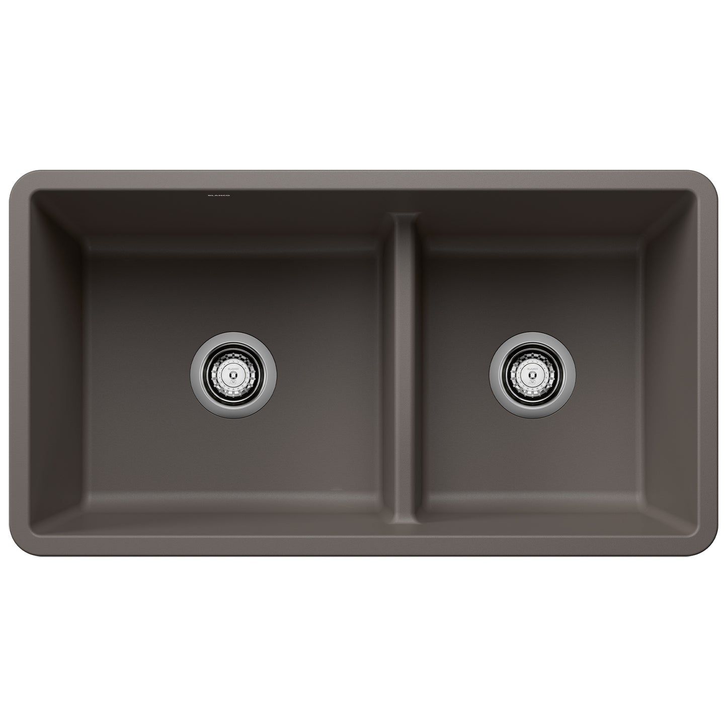 BLANCO 443117 Precis Precis SILGRANIT 33" 60/40 Reversible Double Bowl Undermount Kitchen Sink with Low Divide - Volcano Gray in Volcano Gray