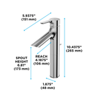 TOTO TLS01304U#CP Tls01304U#Cp Lb Series 1.2 Gpm Single Handle Bathroom Faucet For Semi-Vessel Sink With Drain Assembly - Polished Chrome