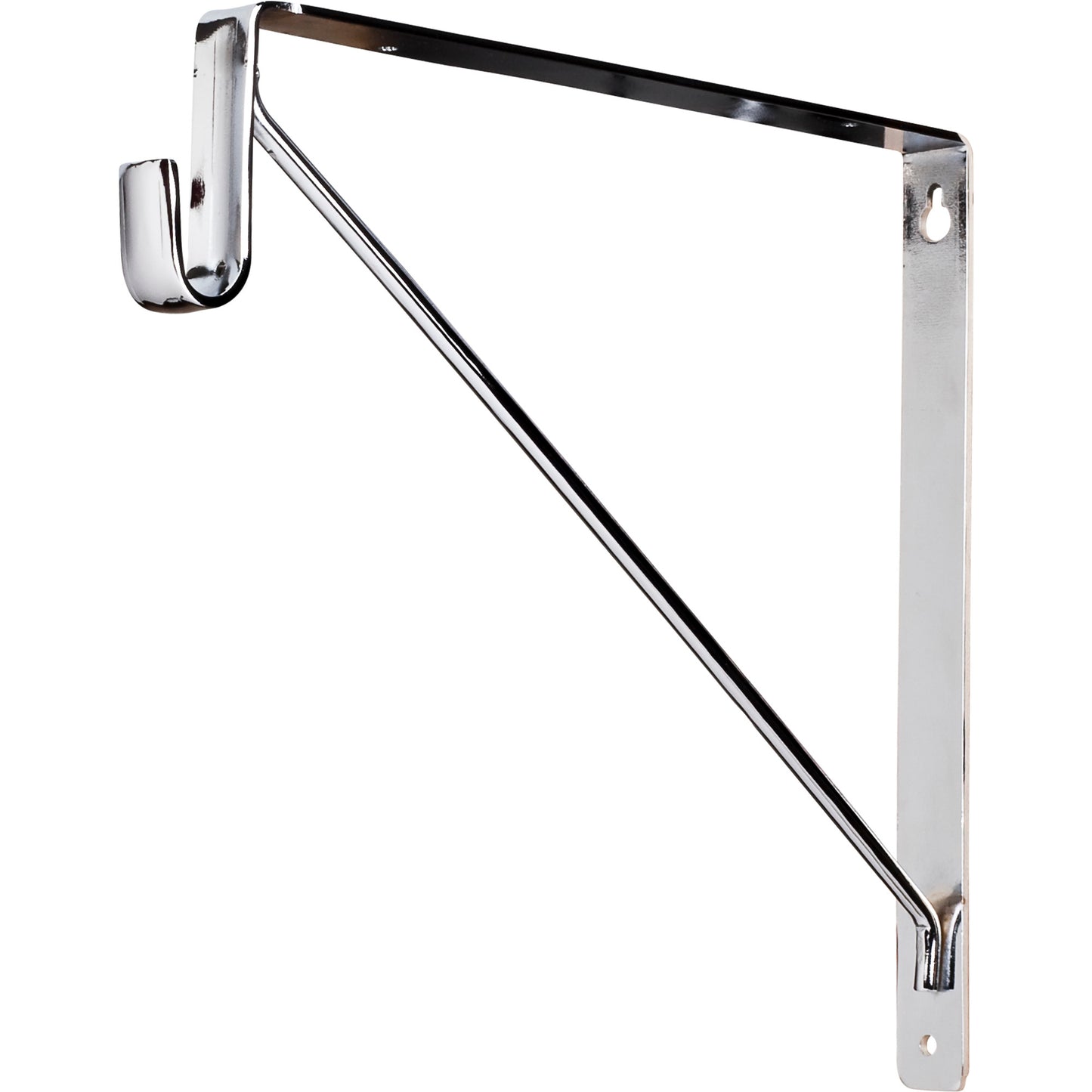 HARDWARE RESOURCES 1530CH Chrome Shelf Bracket with Rod Support for Oval Closet Rods - Chrome