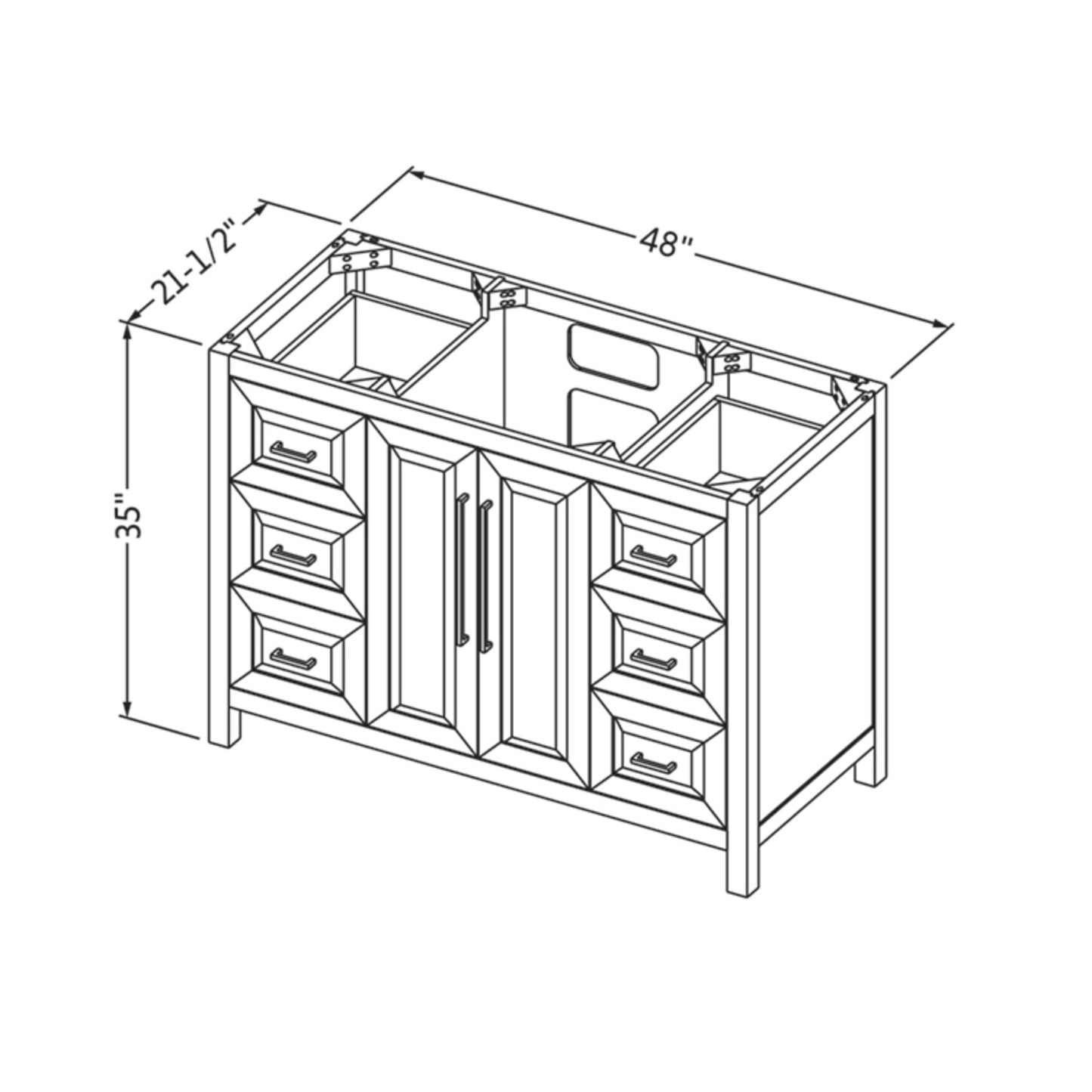 JEFFREY ALEXANDER VN2CAD-48-BL-NT 48" Hale Blue Cade Vanity - Hale Blue