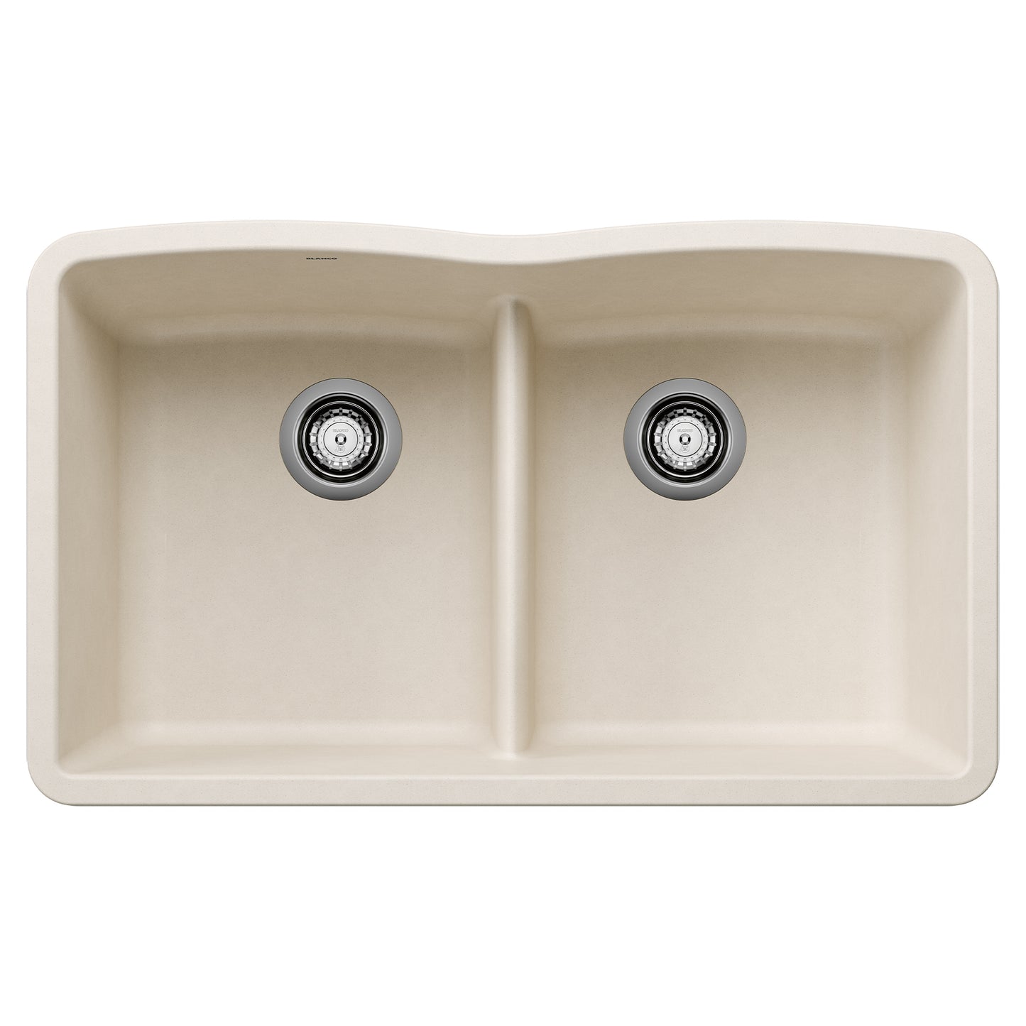 BLANCO 443069 Diamond Diamond SILGRANIT 32" 50/50 Double Bowl Undermount Kitchen Sink with Low Divide - Soft White in Soft White