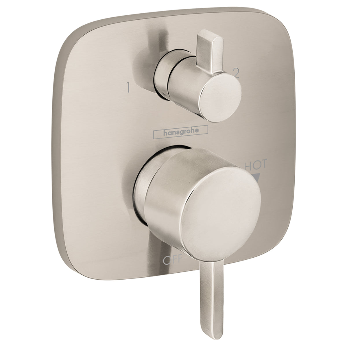 HANSGROHE 15864821 Ecostat Pressure Balance Trim Square with Diverter - Brushed Nickel