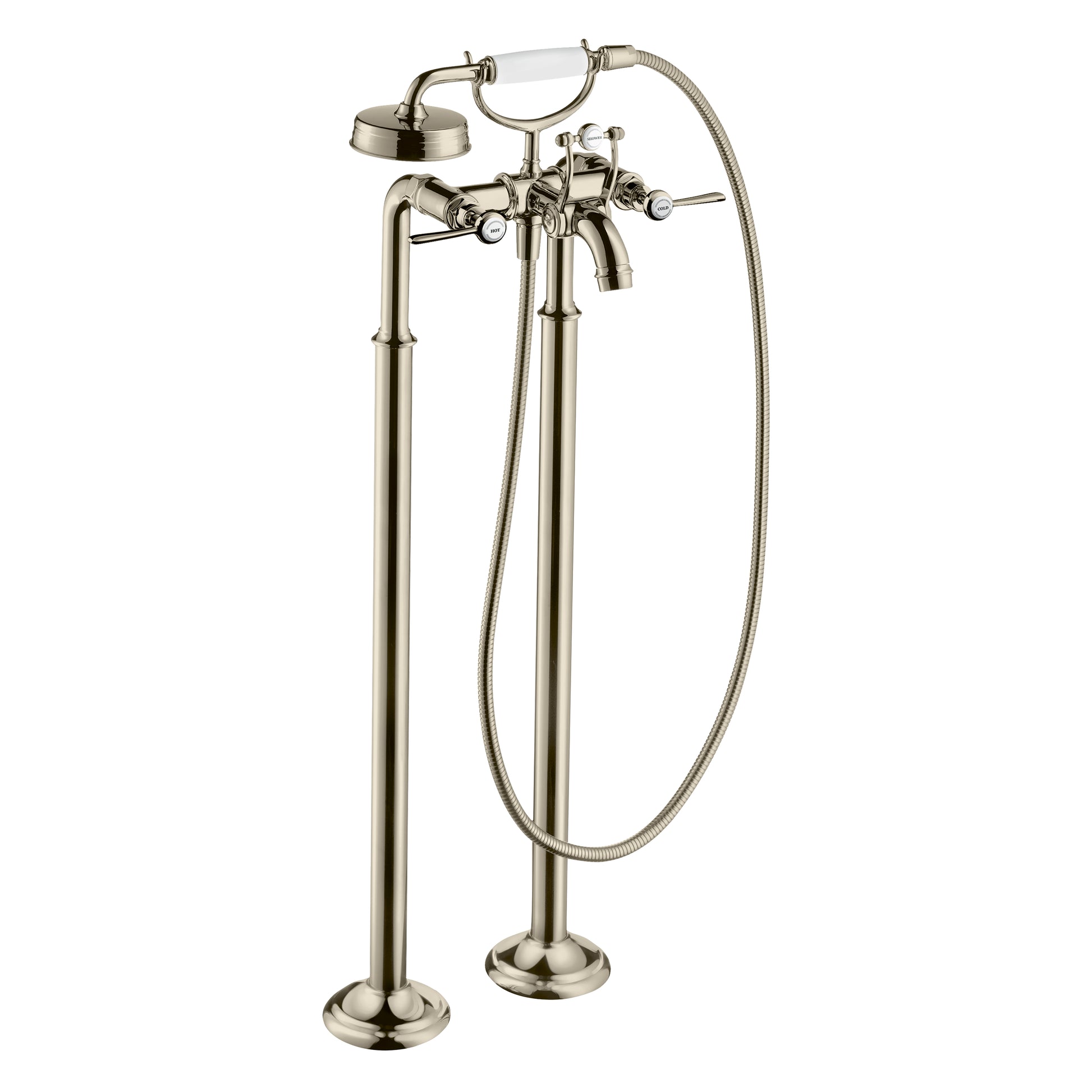 AXOR 16563831 Montreux 2-Handle Freestanding Tub Filler Trim with Lever Handles and 1.8 GPM Handshower - Polished Nickel