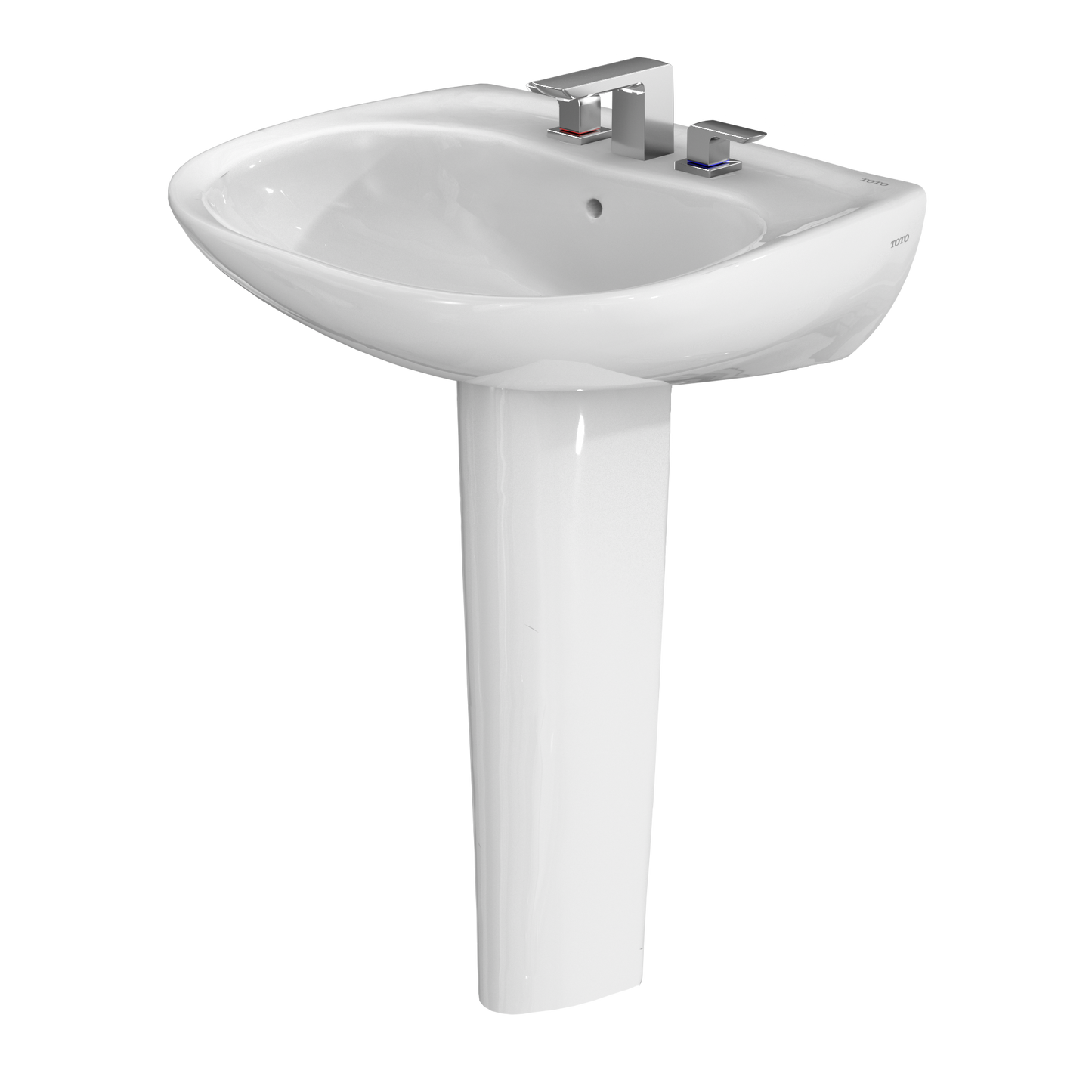 TOTO LPT242.8G#01 Prominence Oval Basin Pedestal Bathroom Sink with CEFIONTECT for 8 inch Center Faucets , Cotton White