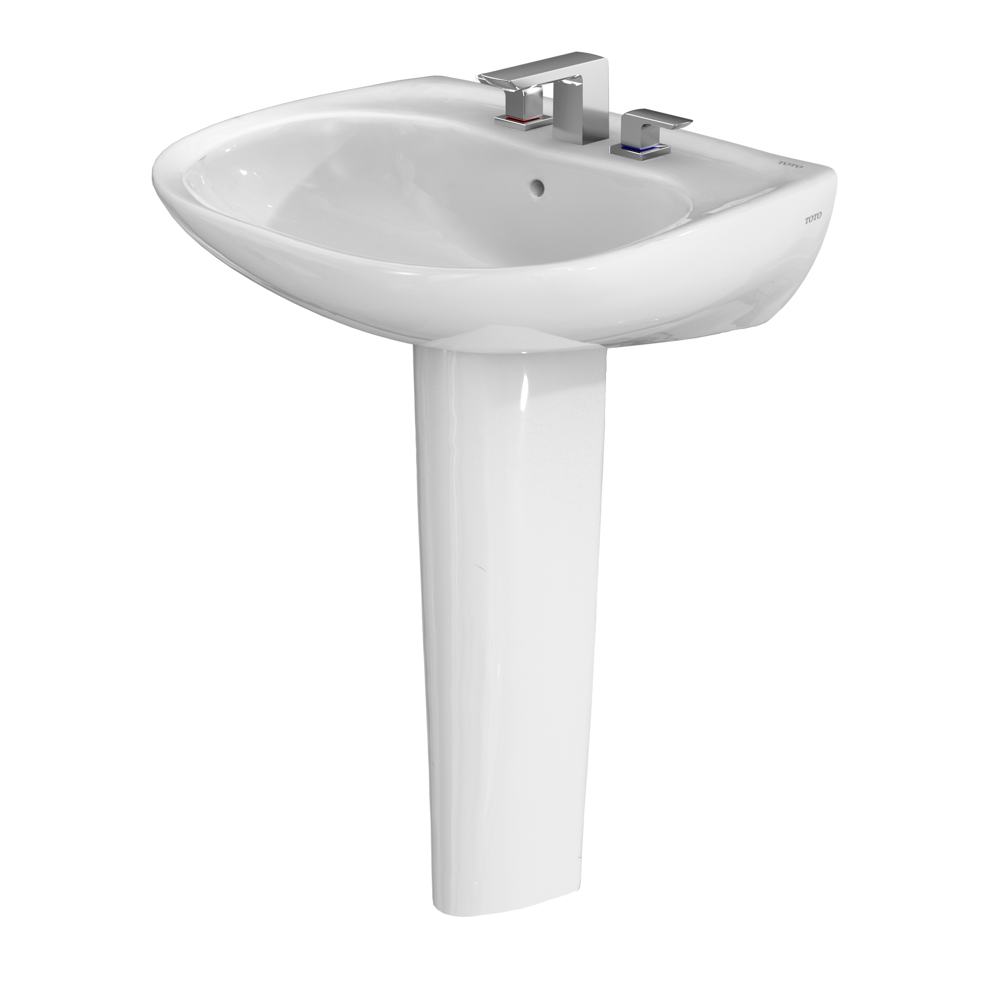 TOTO LPT242.8G#01 Prominence Oval Basin Pedestal Bathroom Sink With Cefiontect For 8 Inch Center Faucets - Cotton White