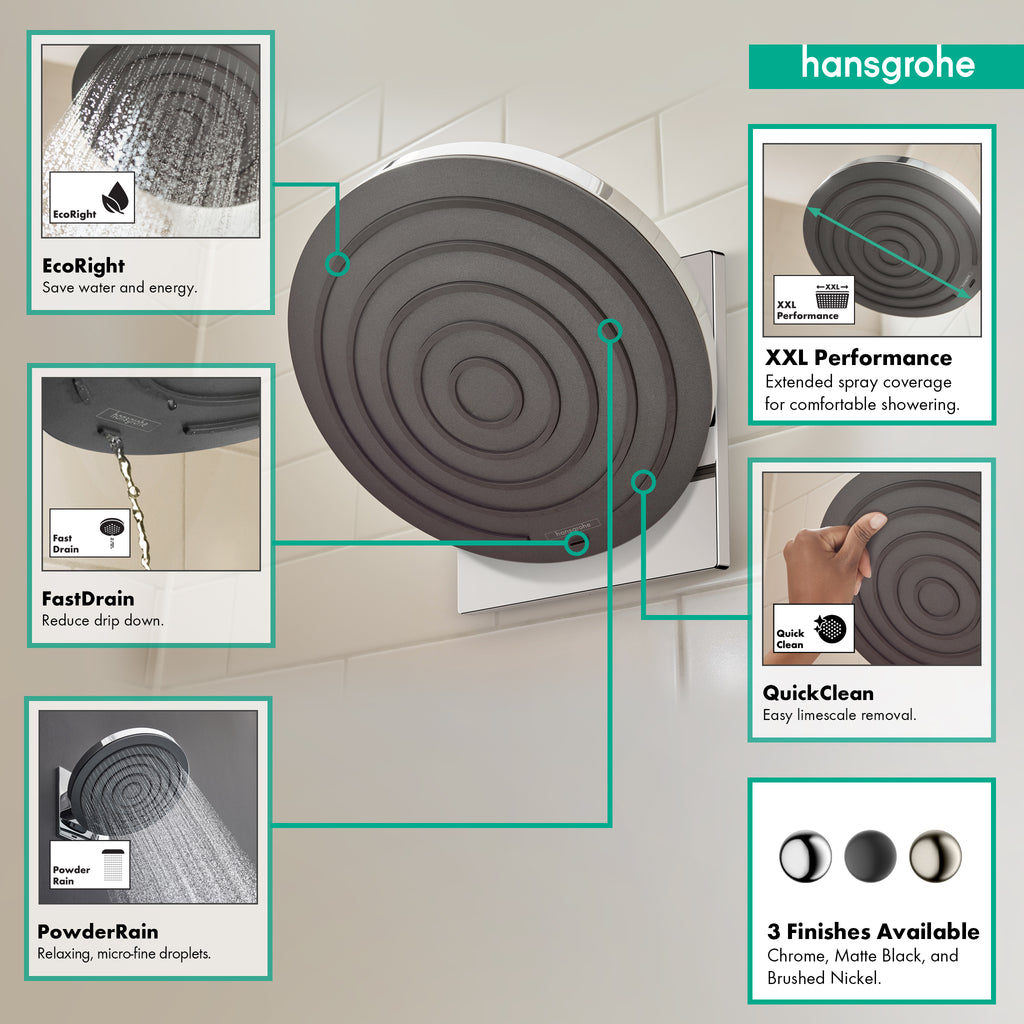 HANSGROHE 24142001 Pulsify S Showerhead 260 1-Jet, 1.75 GPM - Chrome