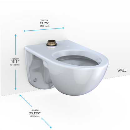 TOTO CT728CUG#01 Tornado Flush Commercial Flushometer Wall-Mounted Toilet With Cefiontect - Cotton White