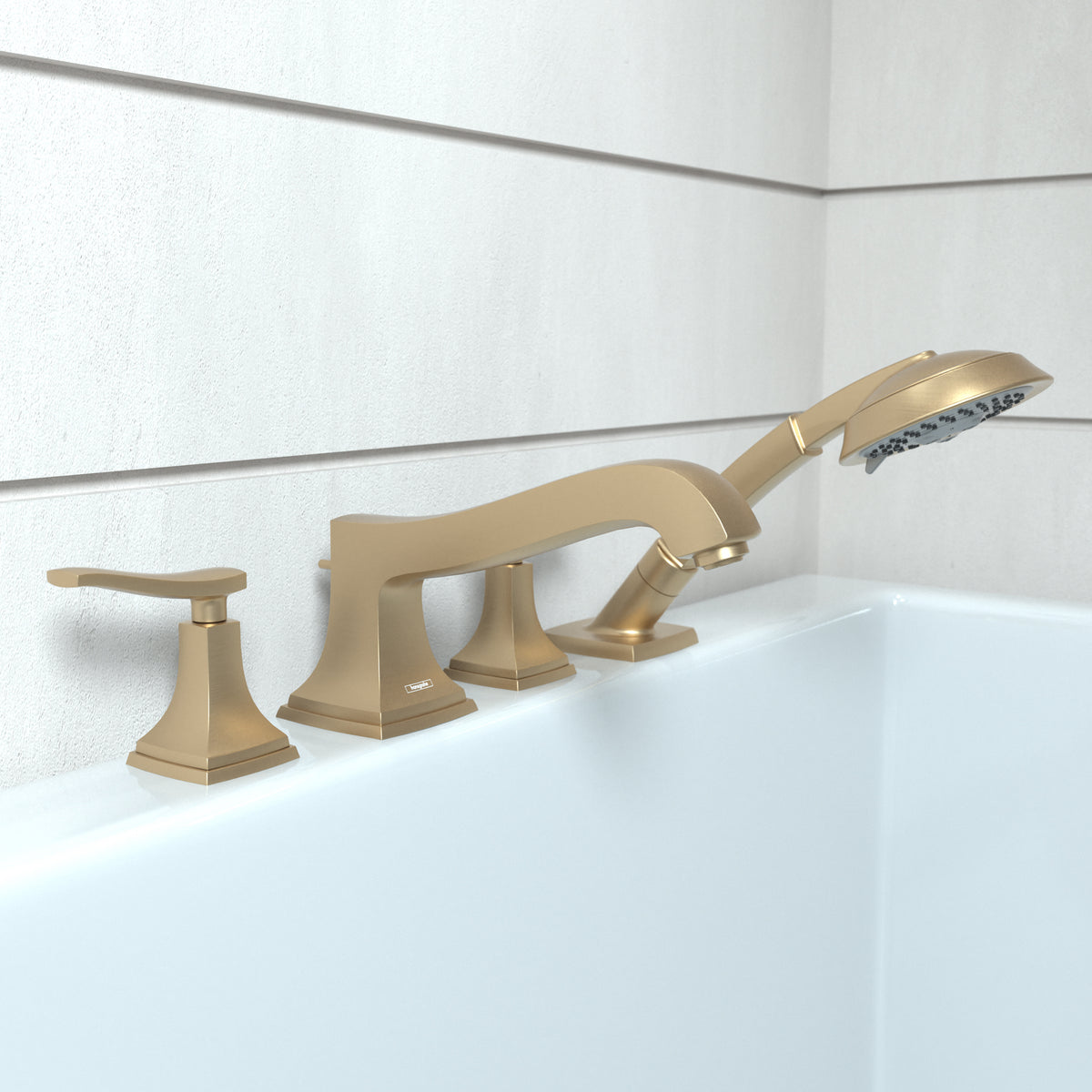 HANSGROHE 31441141 Metropol Classic 4-Hole Roman Tub Set Trim with Lever Handles and 1.8 GPM Handshower - Brushed Bronze