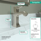 HANSGROHE 31300821 Metropol Classic Single-Hole Faucet 110 with Pop-Up Drain, 1.2 GPM - Brushed Nickel