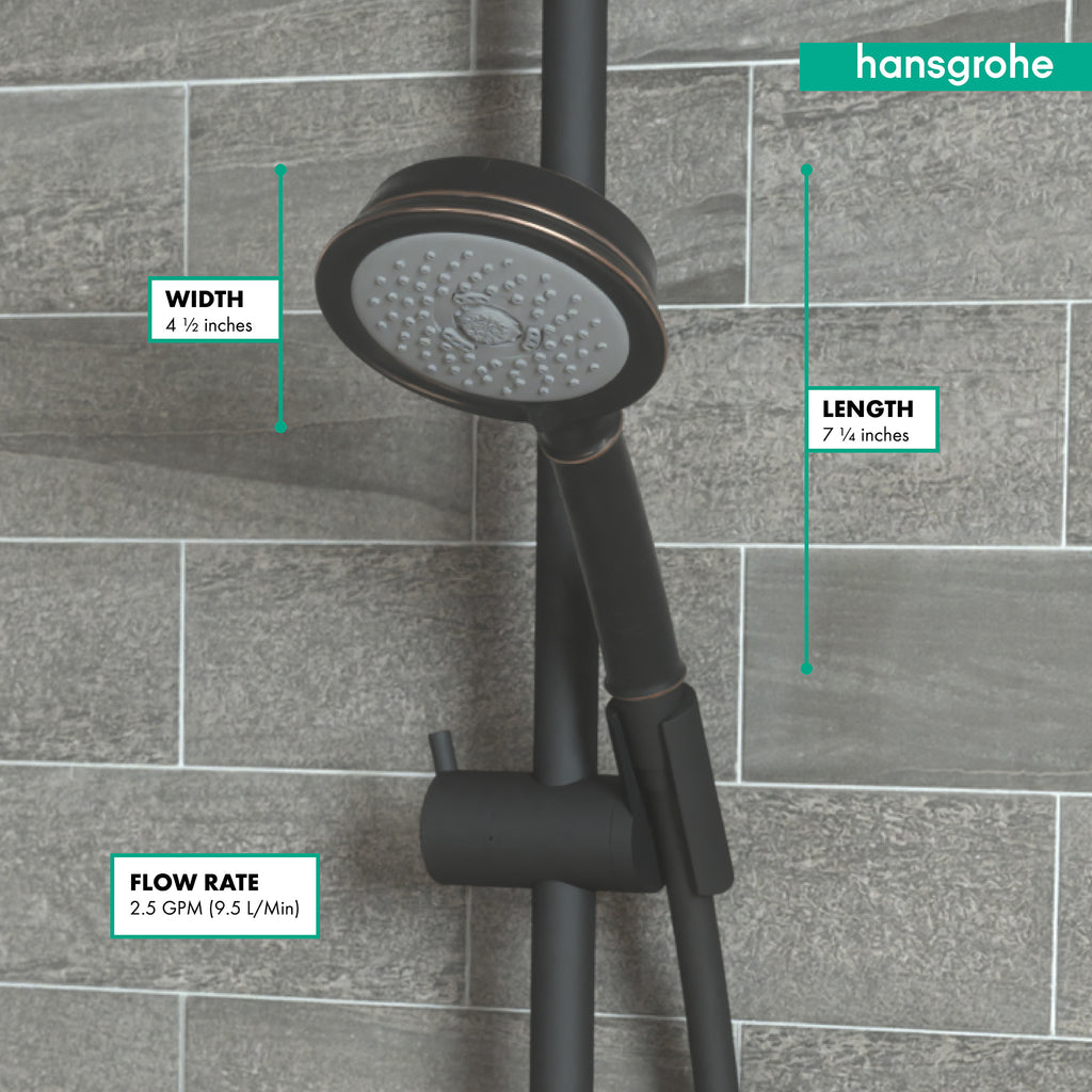 HANSGROHE 04072920 Croma 100 Classic Handshower 3-Jet, 2.5 GPM - Rubbed Bronze