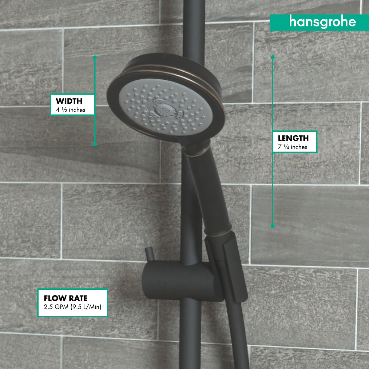 HANSGROHE 04072920 Croma 100 Classic Handshower 3-Jet, 2.5 GPM - Rubbed Bronze