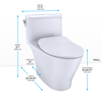 TOTO MS642234CEFG#01 Nexus One-Piece Elongated 1.28 Gpf Universal Height Toilet With Cefiontect And Ss234 Softclose Seat - Cotton White