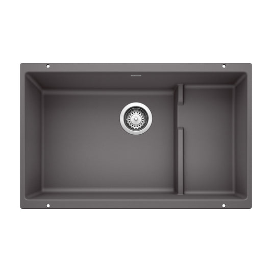 BLANCO 519451 Precis Precis Cascade SILGRANIT 29" Single Bowl Undermount Kitchen Sink with Colander - Cinder in Cinder