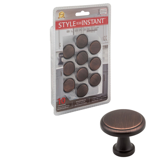 ELEMENTS 3970-DBAC-R Retail Pack Hardware 1-3/16" Diameter Mushroom Knob , Brushed Oil Rubbed Bronze