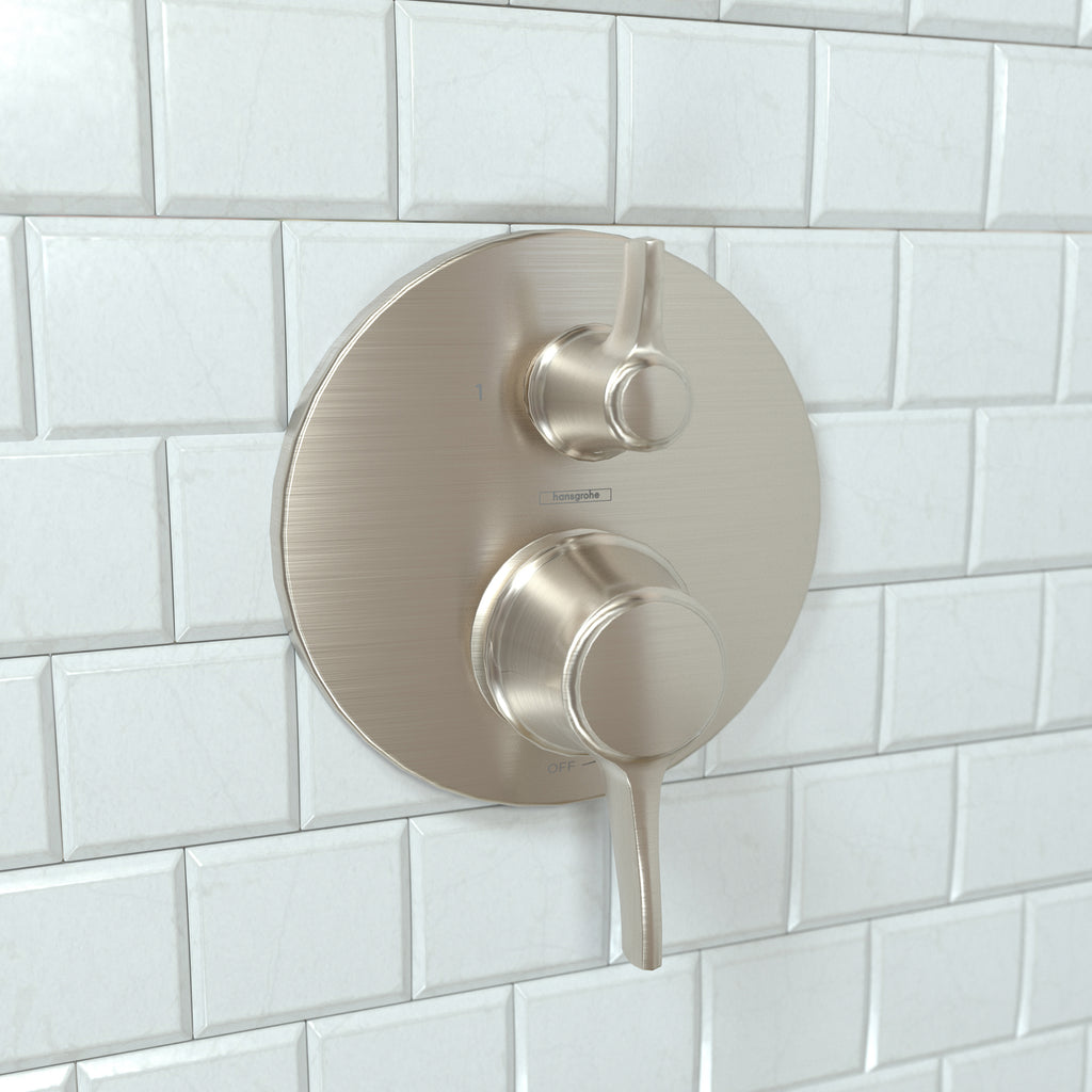 HANSGROHE 04449820 Ecostat Classic Pressure Balance Trim with Diverter, Round - Brushed Nickel