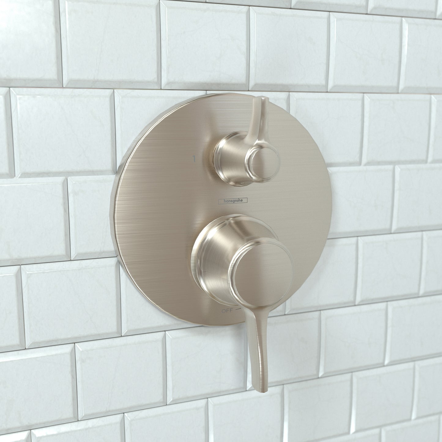 HANSGROHE 04449820 Ecostat Classic Pressure Balance Trim with Diverter, Round - Brushed Nickel