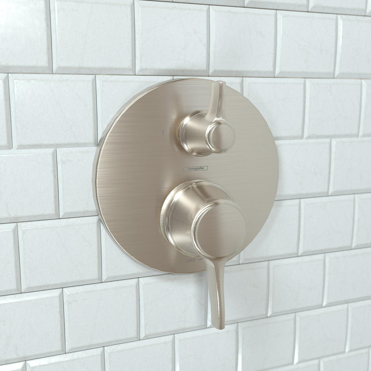 HANSGROHE 04449820 Ecostat Classic Pressure Balance Trim with Diverter, Round - Brushed Nickel